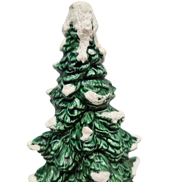 Vintage Oblong Ceramic Flocked Pine Christmas‎ Tree 12" - Picture 2 of 6